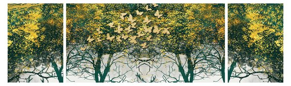 Obraz - Jeleni v zeleném lese (170x50 cm)