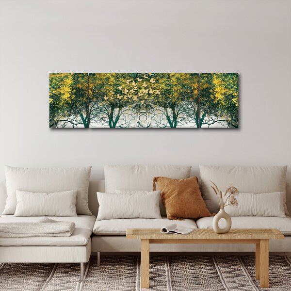 Obraz - Jeleni v zeleném lese (170x50 cm)