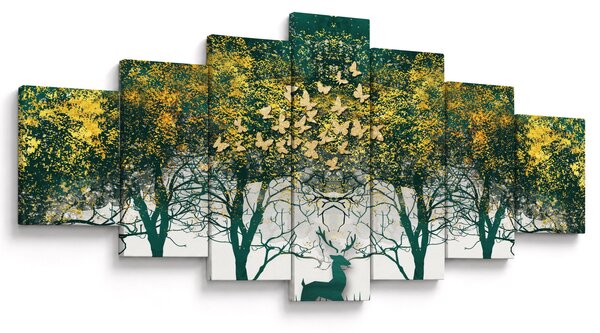 Obraz - Jeleni v zeleném lese (210x100 cm)
