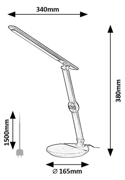 Rabalux ISAK LED Stmívatelná dotyková stolní lampa s displejem LED/9W/230V 3000/4000/6500K