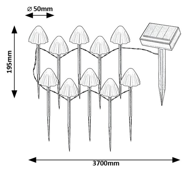 Rabalux SKADAR LED solární svítidlo 10xLED/0,2W/1,2V IP44 300 mAh