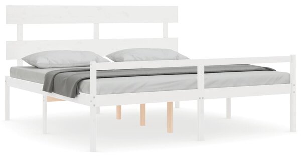 Postel s čelem pro seniory bílý 200x200 cm masivní dřevo 3195372