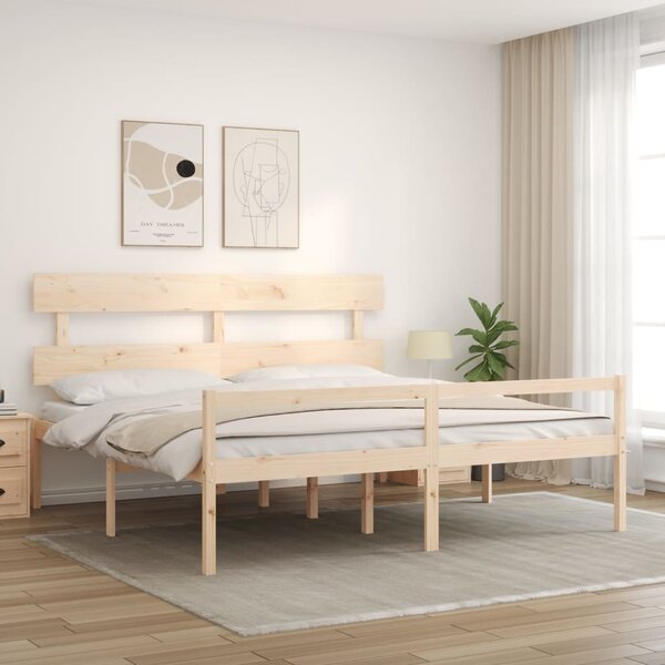 Postel s čelem pro seniory 200x200 cm masivní dřevo 3195371