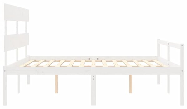 Postel s čelem pro seniory bílý 200x200 cm masivní dřevo 3195372