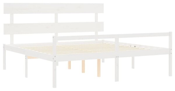 Postel s čelem pro seniory bílý 200x200 cm masivní dřevo 3195372