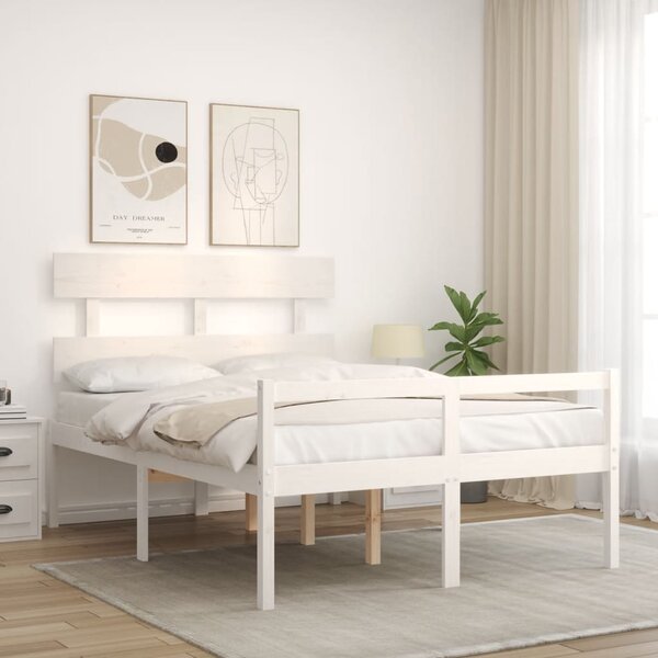 Postel s čelem pro seniory bílý 120x200 cm masivní dřevo 3195347