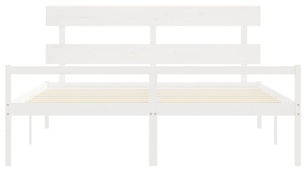 Postel s čelem pro seniory bílý 200x200 cm masivní dřevo 3195372