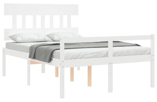 Postel s čelem pro seniory bílý 120x200 cm masivní dřevo 3195412