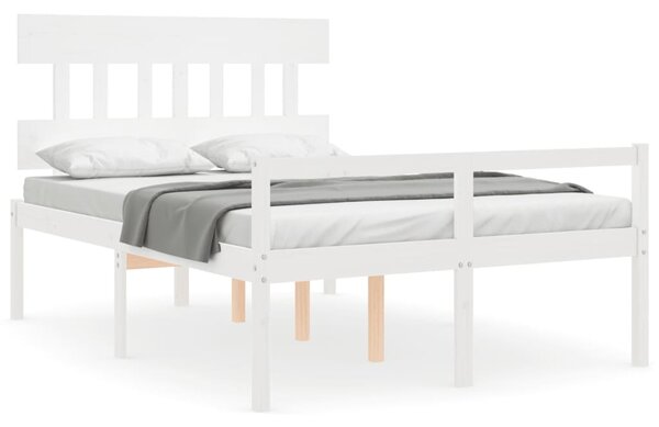 Postel s čelem pro seniory bílý 120x200 cm masivní dřevo 3195412