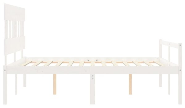 Postel s čelem pro seniory bílý 160x200 cm masivní dřevo 3195427