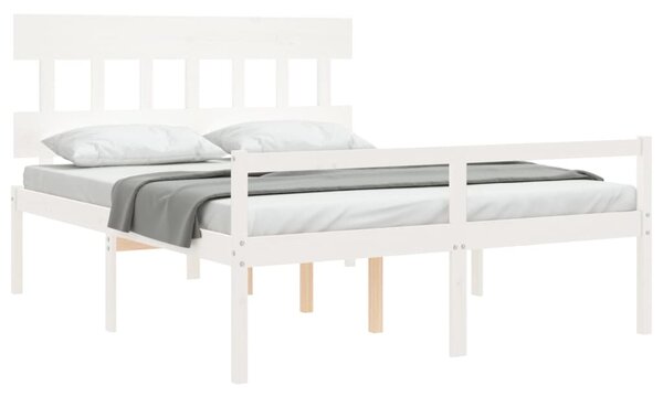 Postel s čelem pro seniory bílý 160x200 cm masivní dřevo 3195427