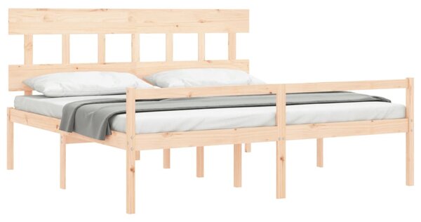 Postel s čelem pro seniory 200x200 cm masivní dřevo 3195436