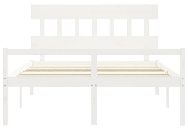 Postel s čelem pro seniory bílý 160x200 cm masivní dřevo 3195427