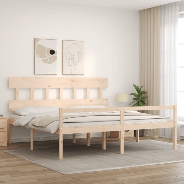 Postel s čelem pro seniory 200x200 cm masivní dřevo 3195436