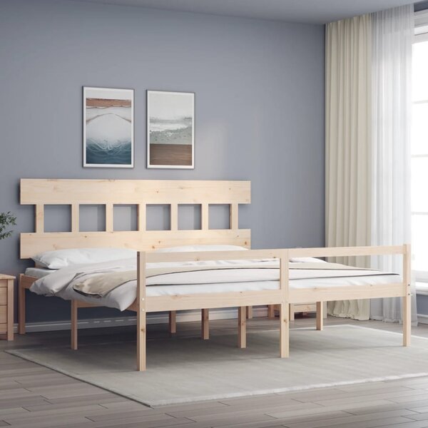Postel s čelem pro seniory 200x200 cm masivní dřevo 3195436