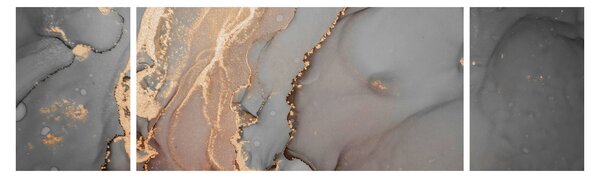 Obraz - Šedo-zlatý mramor (170x50 cm)