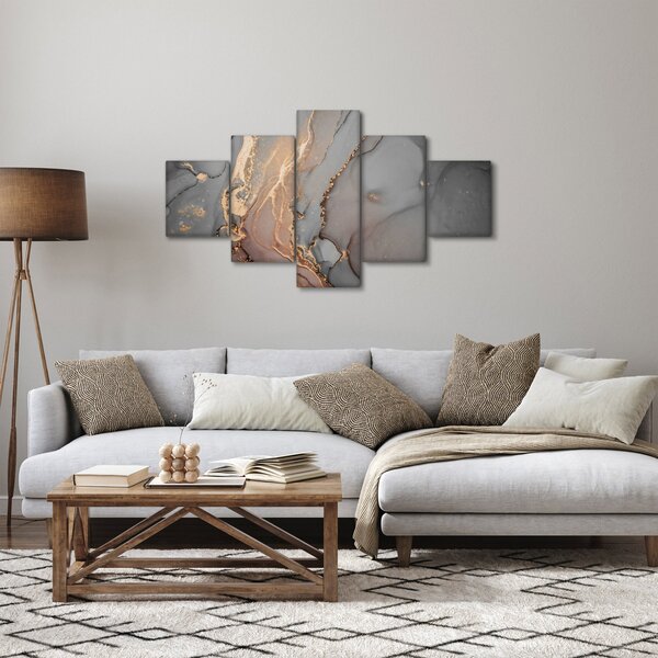 Obraz - Šedo-zlatý mramor (125x70 cm)