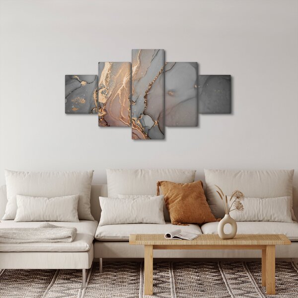 Obraz - Šedo-zlatý mramor (125x70 cm)