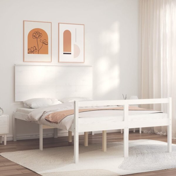 Postel s čelem pro seniory bílý Small Double masivní dřevo 3195452