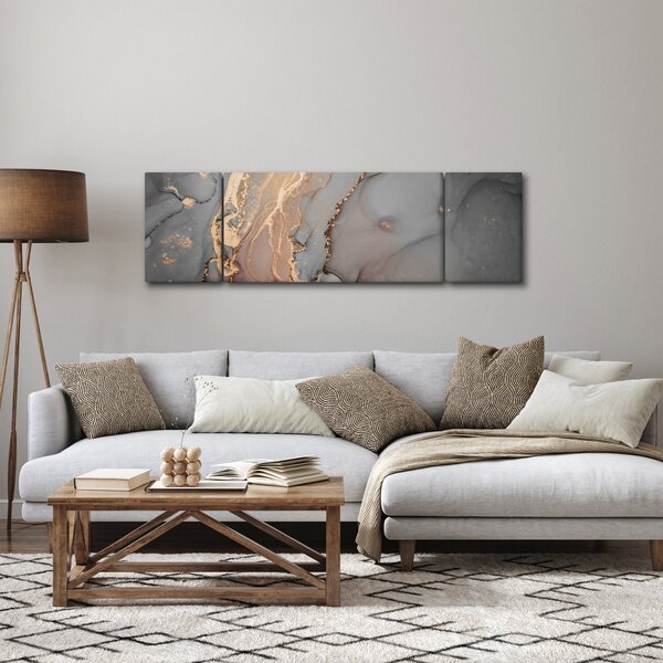 Obraz - Šedo-zlatý mramor (170x50 cm)