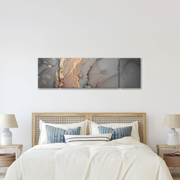Obraz - Šedo-zlatý mramor (170x50 cm)