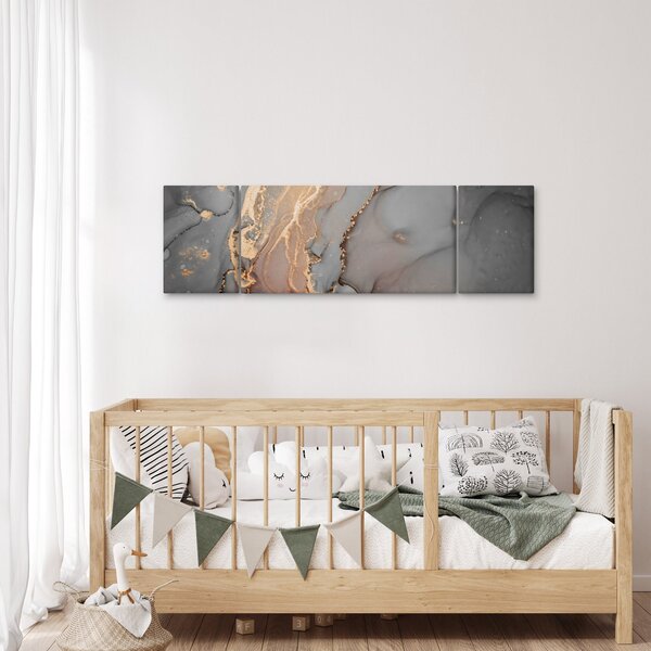 Obraz - Šedo-zlatý mramor (170x50 cm)
