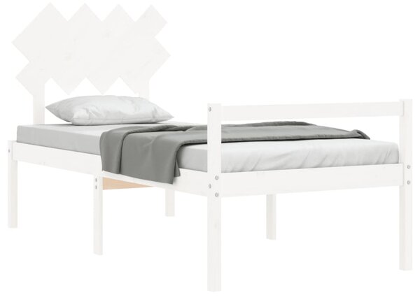 Postel s čelem pro seniory bílý Single masivní dřevo 3195512