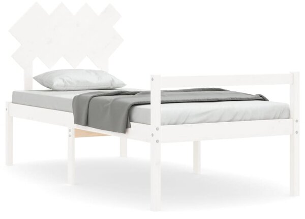 Postel s čelem pro seniory bílý Single masivní dřevo 3195512