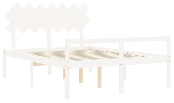 Postel s čelem pro seniory bílý 140x200 cm masivní dřevo 3195547