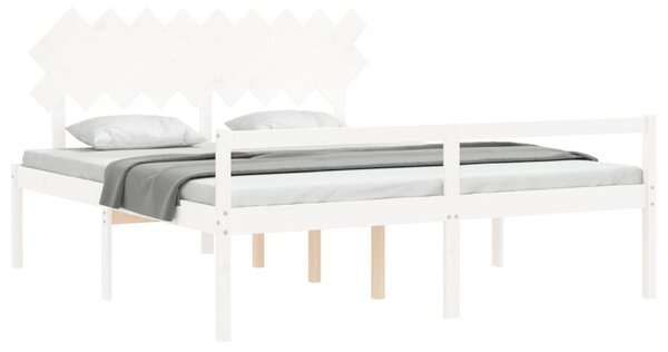 Postel s čelem pro seniory bílý Super King Size masivní dřevo 3195562