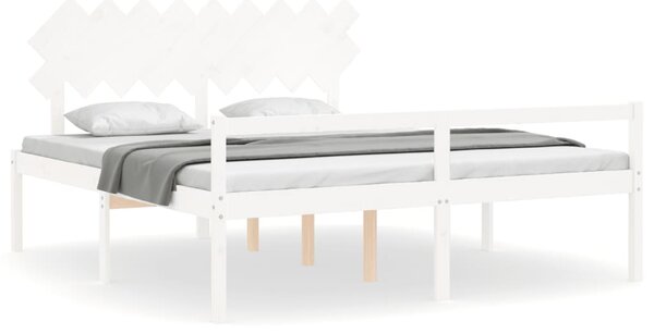 Postel s čelem pro seniory bílý Super King Size masivní dřevo 3195562