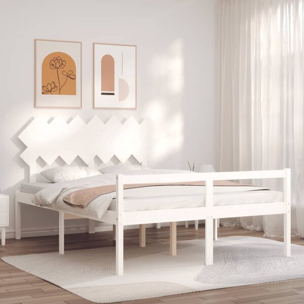 Postel s čelem pro seniory bílý 140x200 cm masivní dřevo 3195547