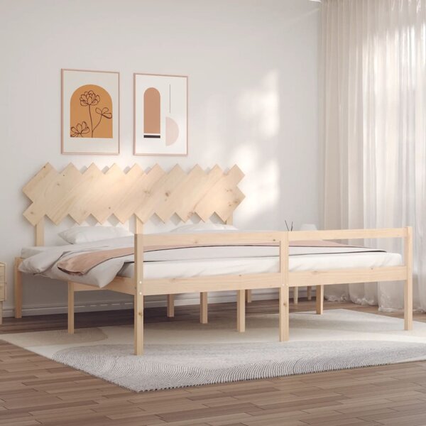 Postel s čelem pro seniory 200x200 cm masivní dřevo 3195566