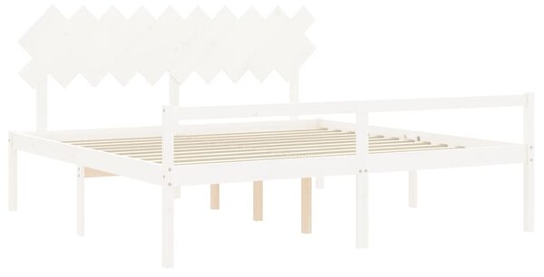 Postel s čelem pro seniory bílý 200x200 cm masivní dřevo 3195567