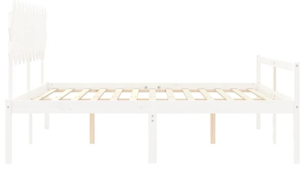 Postel s čelem pro seniory bílý 200x200 cm masivní dřevo 3195567