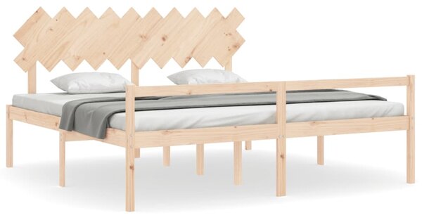 Postel s čelem pro seniory 200x200 cm masivní dřevo 3195566