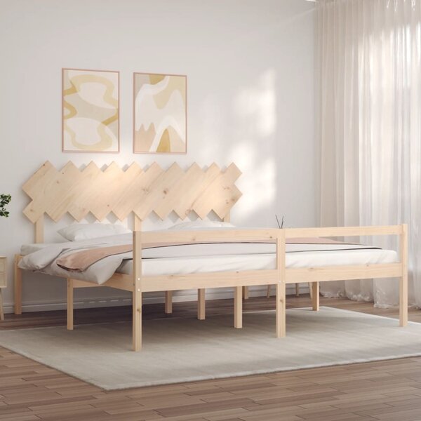 Postel s čelem pro seniory 200x200 cm masivní dřevo 3195566