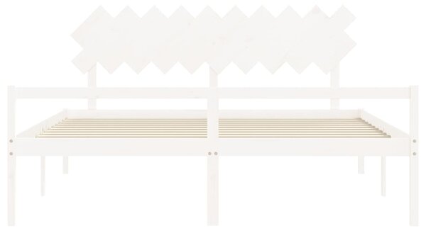 Postel s čelem pro seniory bílý 200x200 cm masivní dřevo 3195567