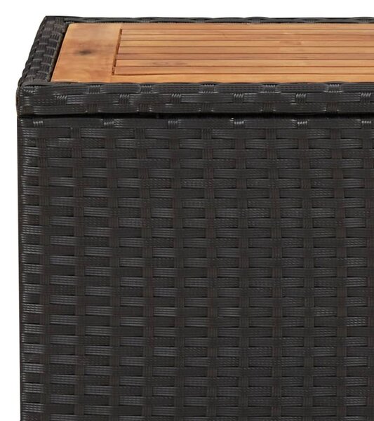 Čajový stolek s dřevěnou deskou černý polyratan masivní akácie 319558
