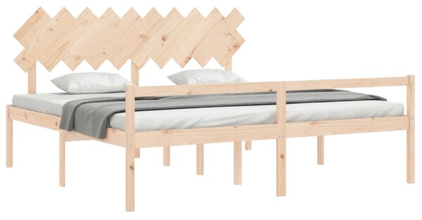 Postel s čelem pro seniory 200x200 cm masivní dřevo 3195566