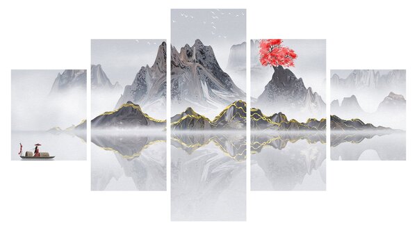 Obraz - Hory v mlze (125x70 cm)