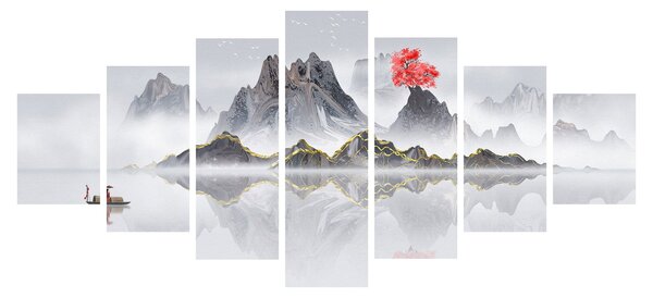 Obraz - Hory v mlze (210x100 cm)