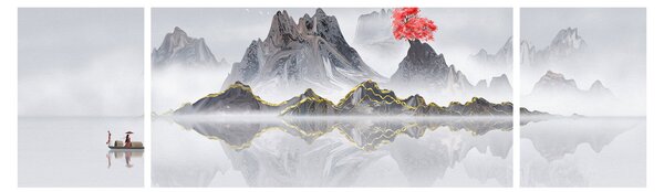 Obraz - Hory v mlze (170x50 cm)