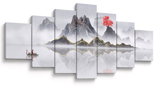 Obraz - Hory v mlze (210x100 cm)