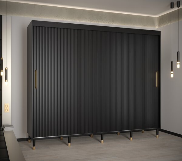 Šatní skříň Calipso Slim 1 Barva korpusu: Černá, Rozměry: 250 cm, Dveře: Černá - bez zrcadla