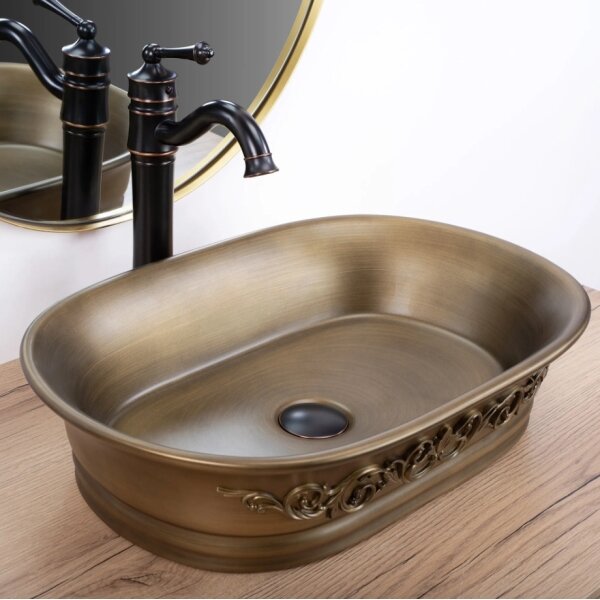REA-U3305 - Umyvadlo na desku WILMA RUSTIC 38x55 cm keramika/měděná