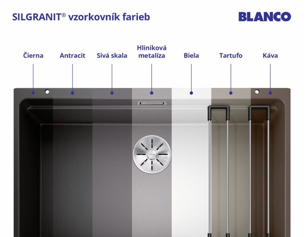 Blanco Subline 400-U, silgranitový dřez pod pracovní desku 400x400x190 mm, 1-komorový, antracitová, BLA-523422
