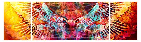 Obraz - Merkaba s křídly, abstrakce (170x50 cm)