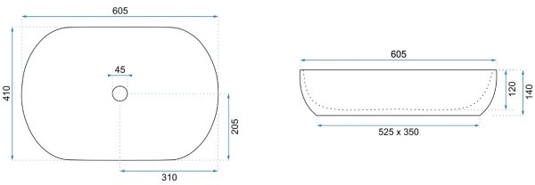 REA-U9656 - Umyvadlo na desku CLEO 41x60,5 cm keramika/dekor mramoru