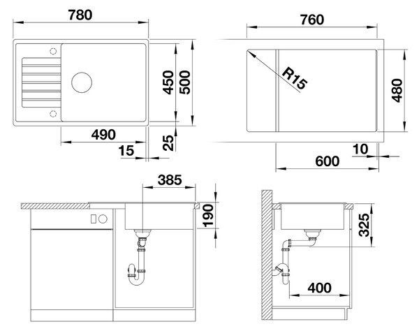 Blanco Zia XL 6 S Compact, silgranitový dřez 780x500x190 mm, 1-komorový, bílá soft, BLA-527214